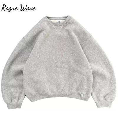 RogueWave New Simple Pullover Fashion Harajuku Streetwear Solid Color O-Neck Hoodie Loose Casual Tops