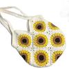 Women's Crochet Bag,Sunflower Crochet Bag Large Tote Bag Woven Crochet Tote Bag Crochet Crossbody Bag Knit Purse Beach Purse for Women Vacation (White