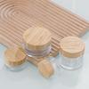Portable Glass Cream Jar with Wood Grain Lid for Face, Eye Cream, and Masks