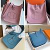 High End High Grade Wax Thread Top Layer TC Cowhide Evelyn Women's Single Shoulder Crossbody Bucket Bag Light Luxury