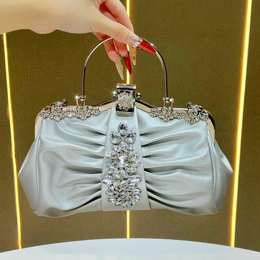 Luxury Womens Clutch Bag With Sparkling Rhinestone And Lock Closure For Evening Party