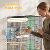 Steel Bird Cage on Wheels, Removable Tray, Doors, Perches, Feeders, 77 x 46.5 x 141 cm, Black