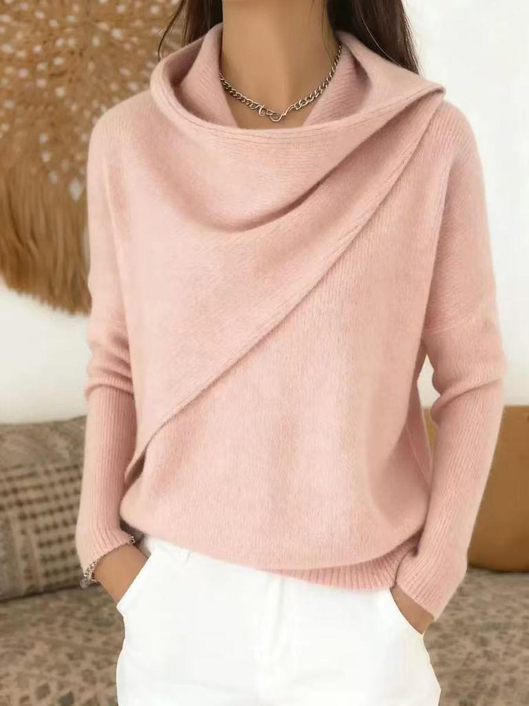 Maglione casual in maglia europeo e americano: Maglione da donna a tinta unita con scollo rotondo Autunno/Inverno