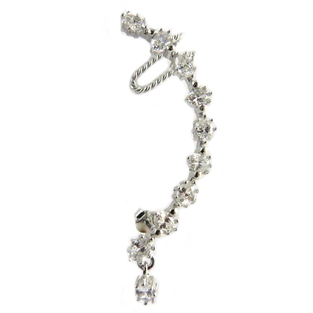 Les Trésors De Lily [Q2882] - Silver-white 'Sissi' Ear Ring (rhodium-plated) - 48x4 Mm