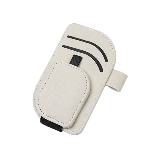 Vehicle Eyewear Organizer Car Sun Visor Glasses Holder, Eyeglasses Hanger Clip, Luxury Magnetic Sunglasses Mount Leatherette Universal Auto