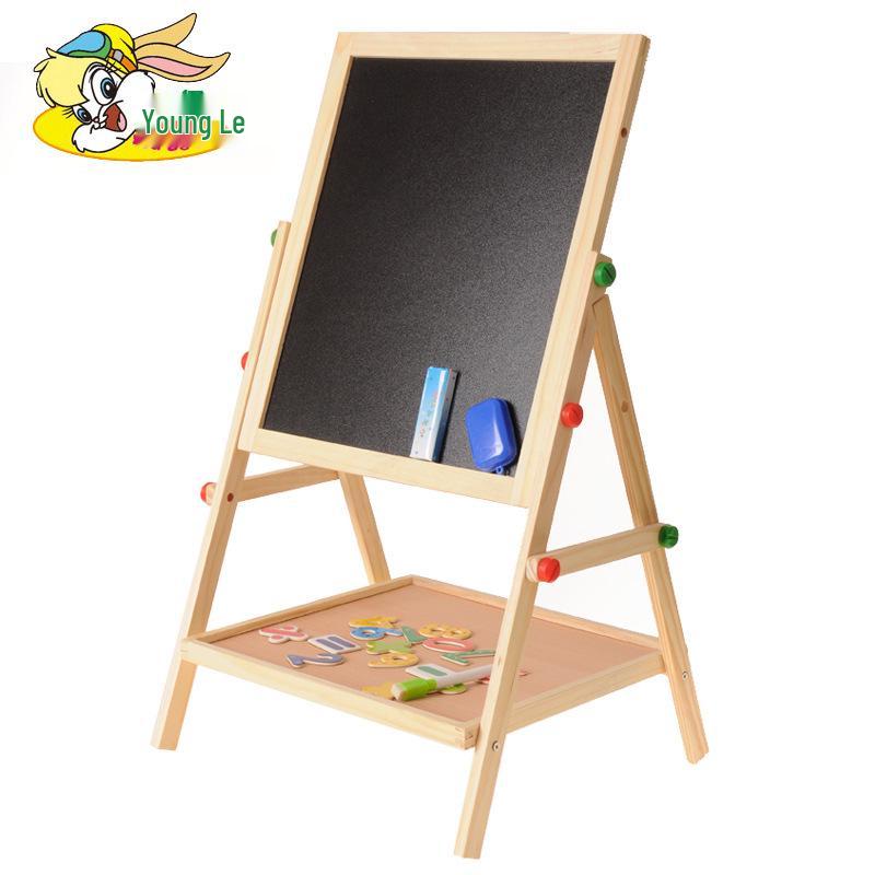 Children s Double-Sided Magnetic Blackboard & Wooden Drawing Stand