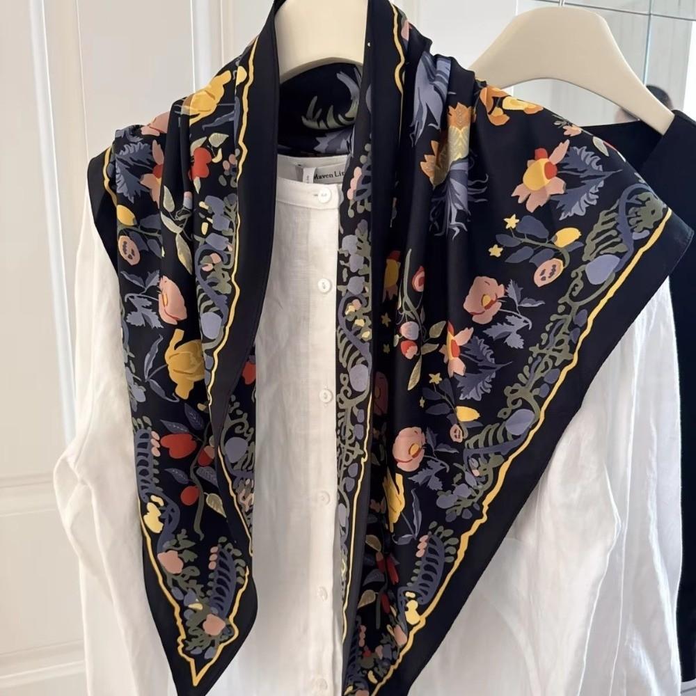 Multi-functional Floral Triangle Scarf Matching Pants Waist Belt Decorative Headscarf  Summer