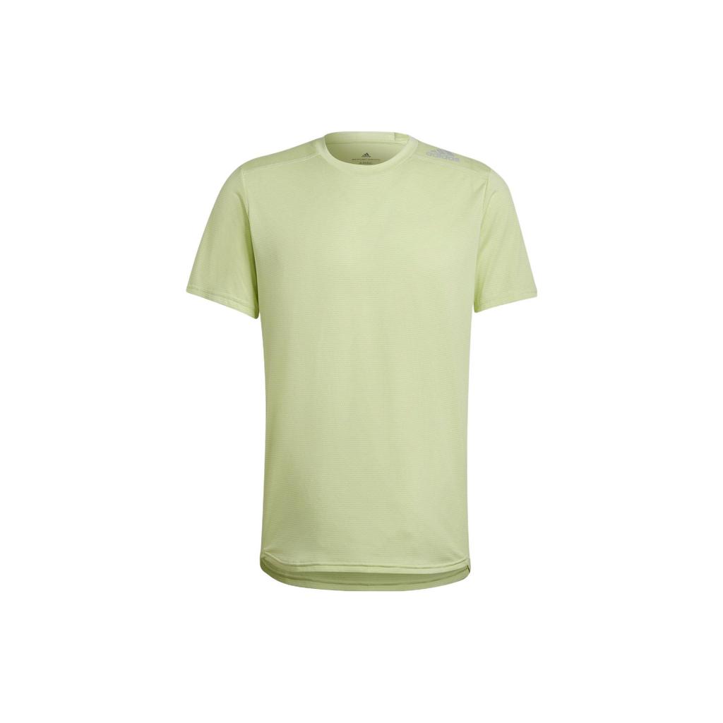 adidas T Shirts Men's Sour Green Crew Neck Moderate Straight Fit HC9829