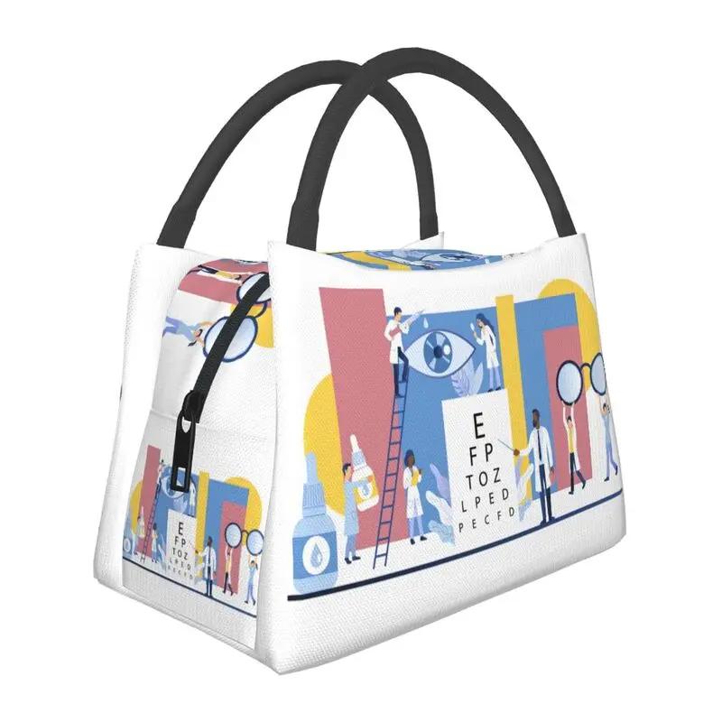 Syntest Snellen-tavla Lunchväska för kvinnor Optiker Synundersökning Återanvändbar Kylväska Termisk Matisolerad Lunchlåda