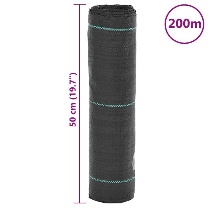 VidaXL Black Weed Control Membrane 0.5x200 M PP, Weed Barrier Fabric, Weed Control Membrane 4005142