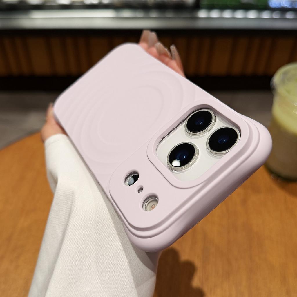 Full Coverage Silicone Magnetic Wave Pattern Phone Case For Iphone 17 Iphone 16 Pro