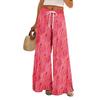 Women Summer Boho Palazzo Pants High Waist Wide Leg Halloween Printing Casual Trousers With Pockets