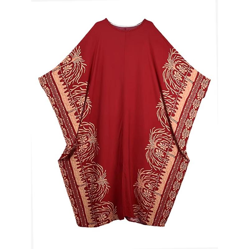 

Xitao Винтажное платье с круглым вырезом и рукавами «летучая мышь» GJ1191 One Size красный