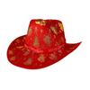 Christmas Red Fashion Cowboy Hat Adult Christmas Glitter Printed Jazz Hat Holiday Role Playing Costume Party Supplies