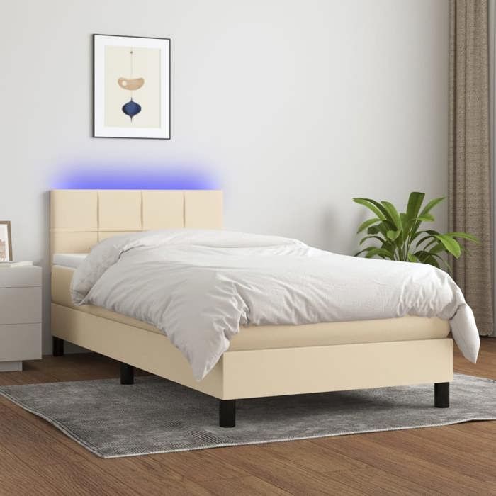 Maison Exclusive - Sommier à lattes de lit avec matelas LED Crème 90x200 cm Tissu