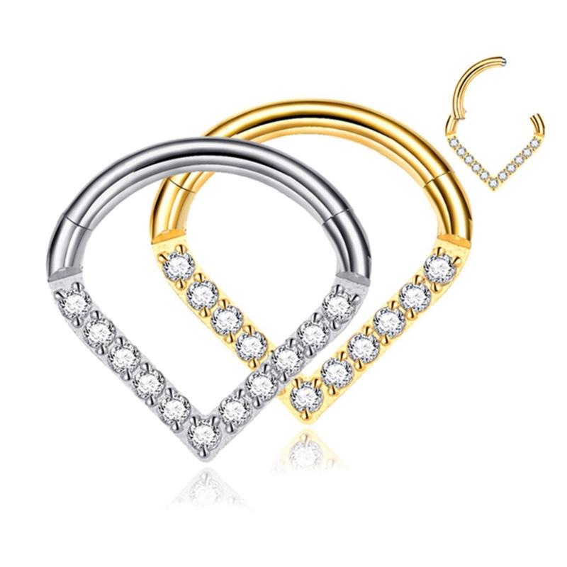 Elegante Segmento Articulado Argola Piercing Único Nose Unisex Body Jewelry Anéis Nasais G23 Material de Titânio Adequado para Nariz