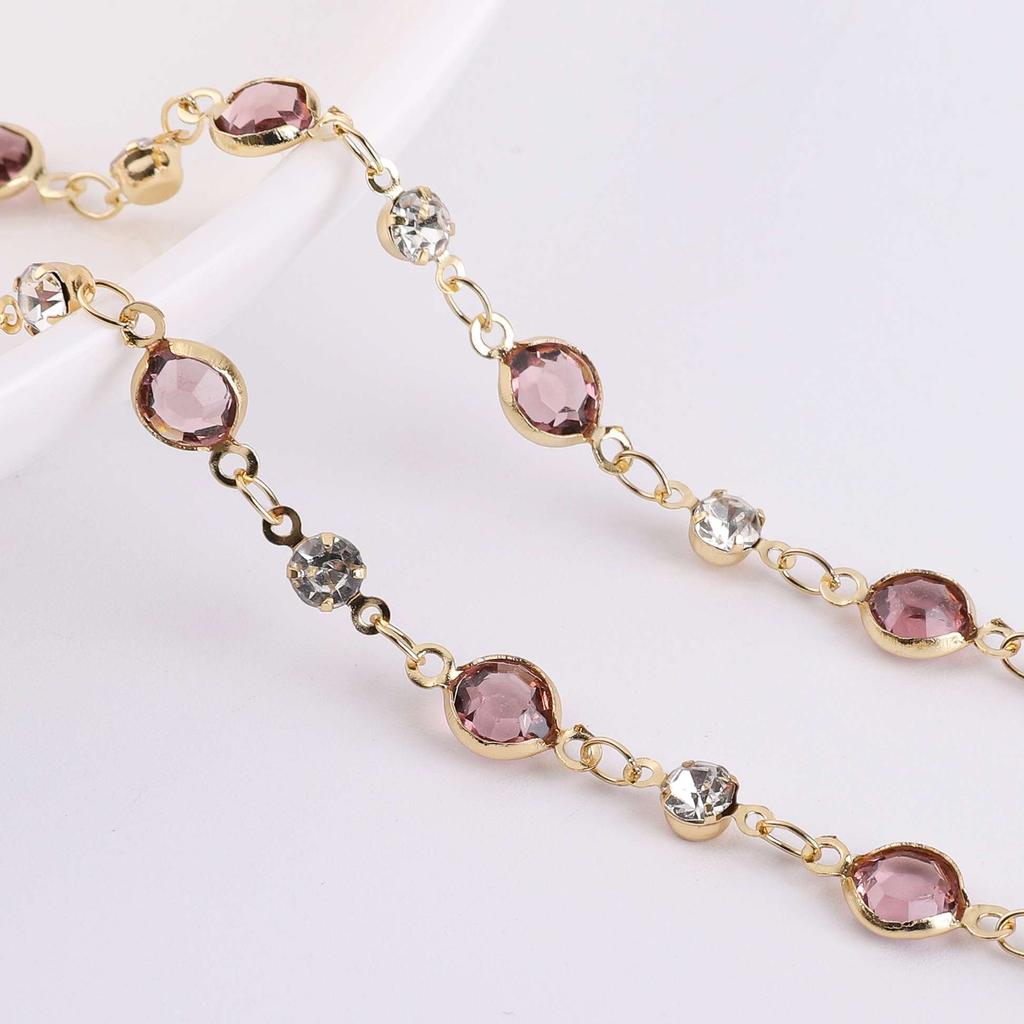 50cm/100cm Color Rhinestone Chain Color Retention Copper Chain DIY Bracelet Necklace Accessories