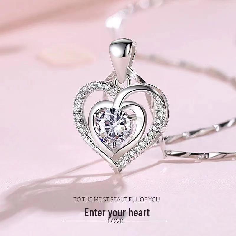 Pt950 White Gold Heart Pendant Necklace - Perfect Qixi Valentine's Day Gift for Her