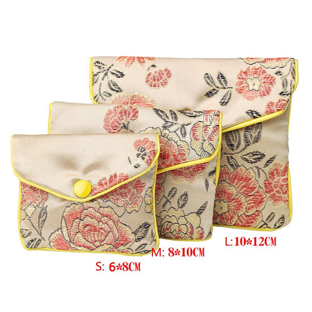 Floral Chinese Handmade Zipper Brocade Coin Purse Wallet Handbags Jewelery Storage Jewelery Bag