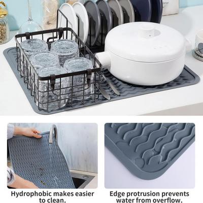 1PCKitchen Draining Mat Silicone Heat Insulation Mat Countertop Stove Mat Anti-scald Mat Tableware Dish Drying Mat