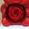Preserved Rose Hug Bear Gift Box with Handbag Eternal Flower Rotating Bear Jewelry Holder for Women Valentine's Day Anniversary