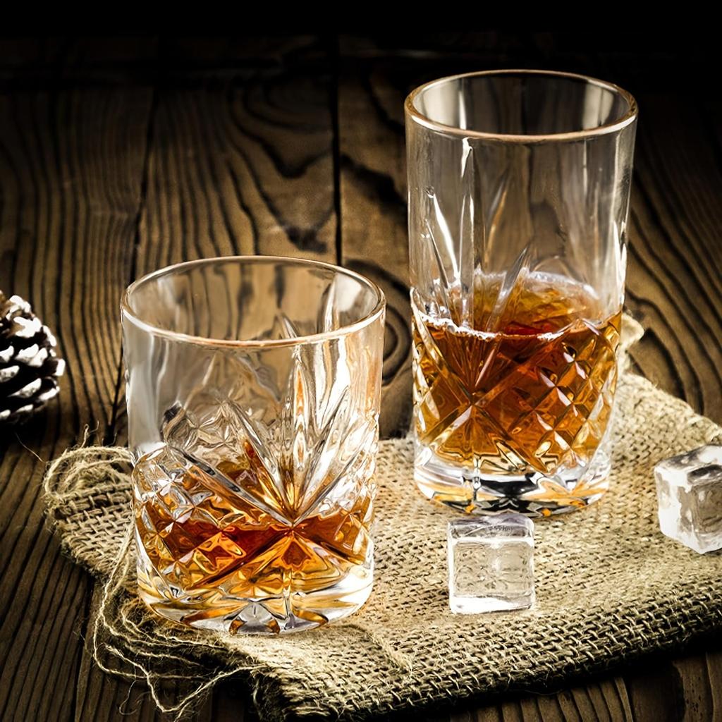 6 stuks Whiskyglazen 11,83oz Whiskyglas Vintage Stijlvol Glaswerk Voor Scotch Bourbon Whisky Cocktail Cognac Wodka Gin Tequila Likeur Huisdecoratie Huis