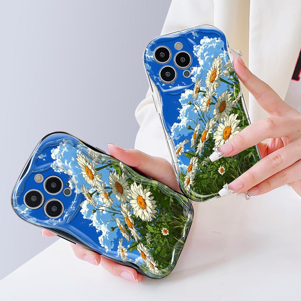 Roztomilý kreslený vzor s krémovou texturou Pouzdro s měkkým silikonovým zvlněným okrajem pro Vivo