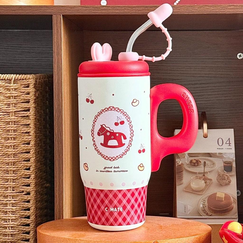 Large Capacity Ceramic Inner Insulated Mug With Straw For Office And Travel Use