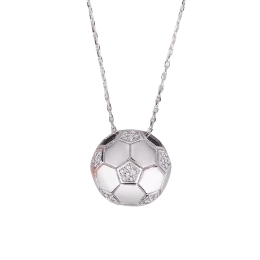 Exquisite Rhinestone Football Necklace 3D Jewelry Football Pendant Choker Hip Hop Clavicle Chain Soccer Necklace Gift серебряный