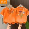 Girls Summer Korean Unique Print Polo Shirt Baby Short Sleeve Collar Top Breathable Casual Tee