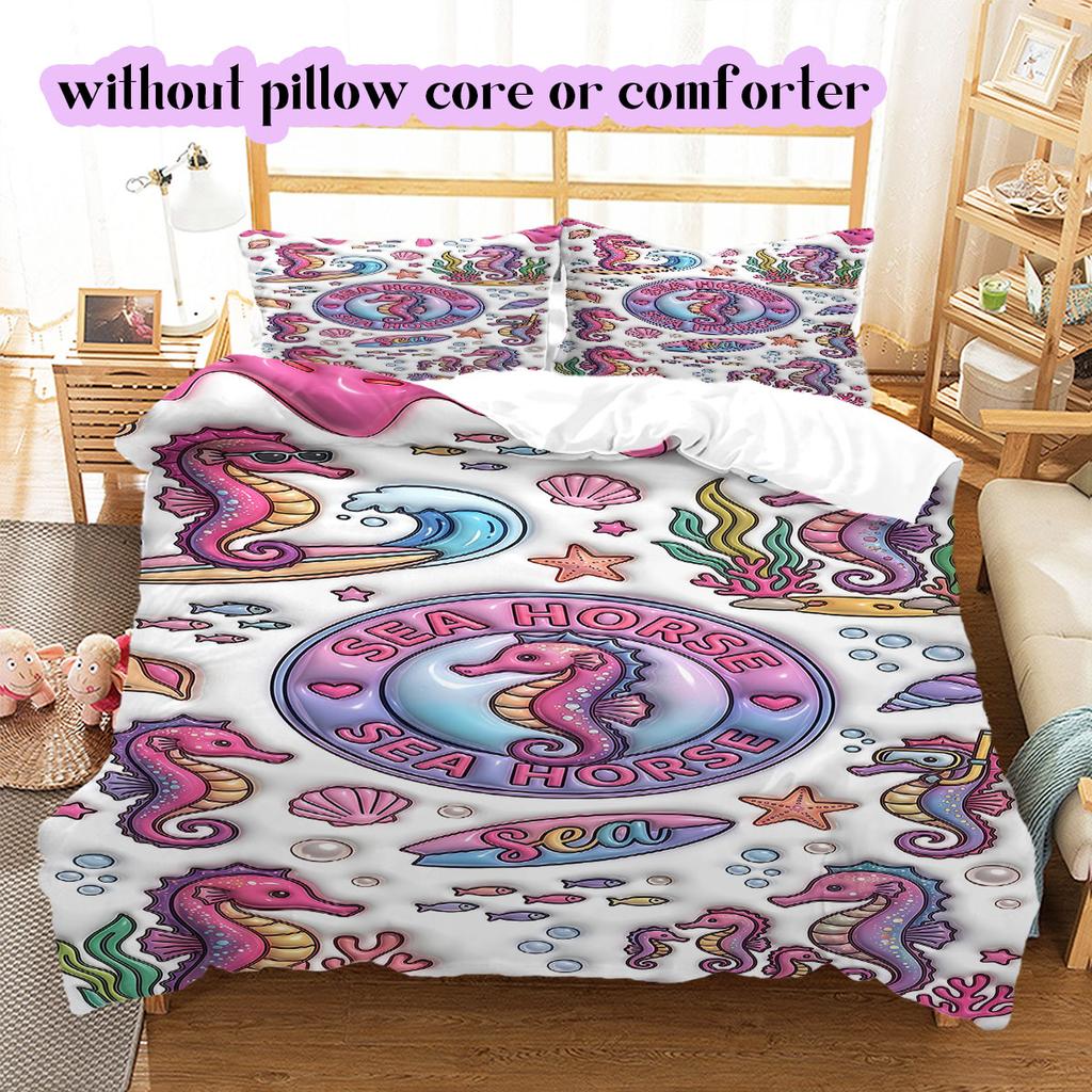 Cute animals surfing Pattern Bedding,Quilt Set Quilt Cover Pillowcase Home Birthday Gift (1*duvet cover+2*pillowcase,without core)