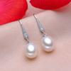 Wedding Natural Freshwater white Pearl Earrings 925 Silver Woman,Bridal Round Pearl Earrings Fine Jewelry Wife Mother Party Gift