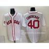 Maglietta da Baseball Unisex Ricamata Boston Red Sox Abbigliamento Sportivo Miscela di Cotone Traspirante Abbigliamento per tifosi