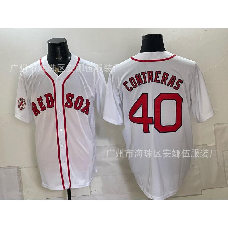 Maglietta da Baseball Unisex Ricamata Boston Red Sox Abbigliamento Sportivo Miscela di Cotone Traspirante Abbigliamento per tifosi