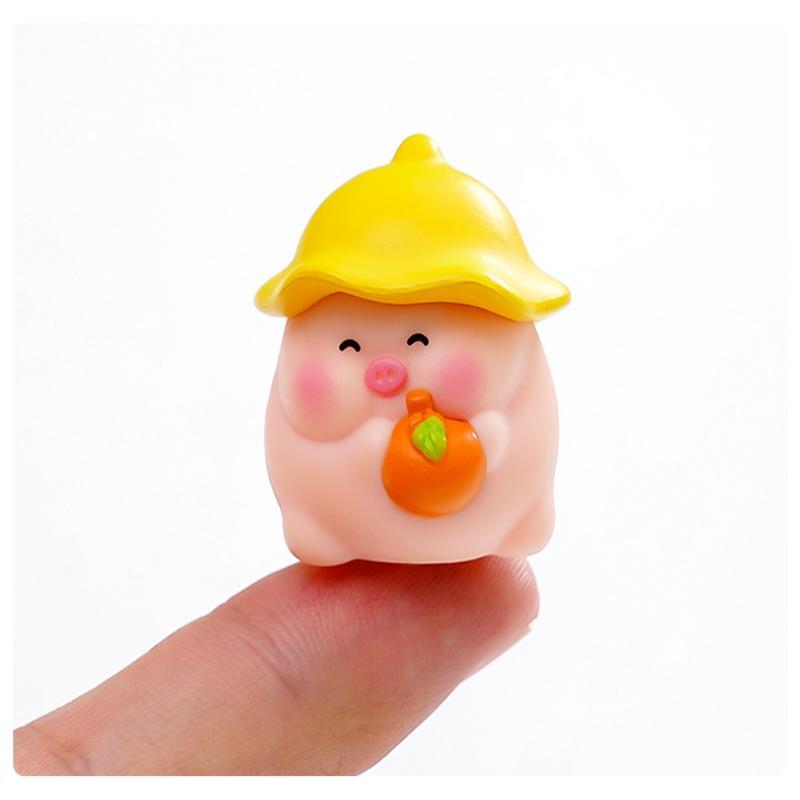 Mini Pig Resin Figurines 6 Pcs Cute Cartoon Animal Statues for Fairy Garden Home Office Desk Decoration Gift