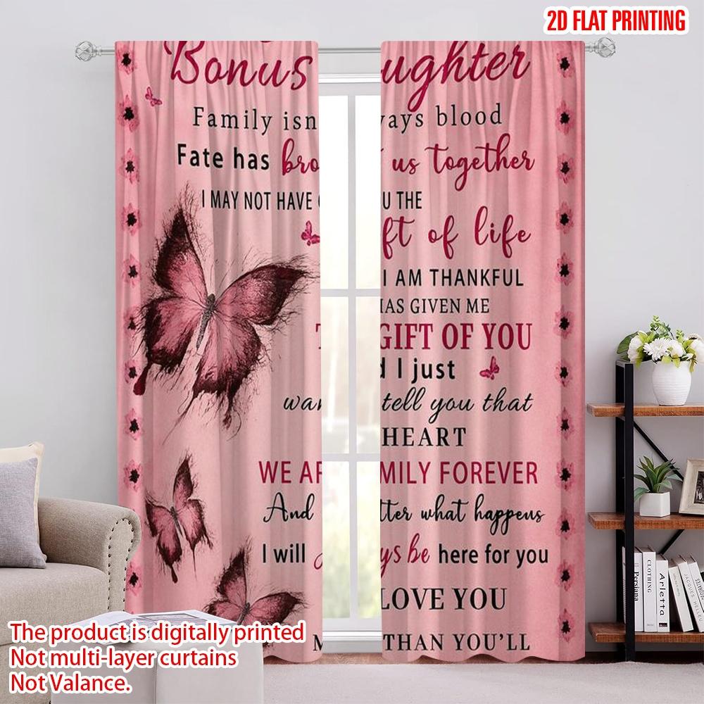 

2pcs,2D plane printing Minimalist Curtains Butterfly Love Blanket 100% Polyester (without rod) Art Deco Festive Perfect for 52.50 × 116.00 cm 2 pcs