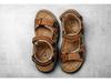 Men's Casual Genuine Leather Open-Toe Beach Sandals with Air Cushion - Lightweight and Plus Size for Outdoor Activities.