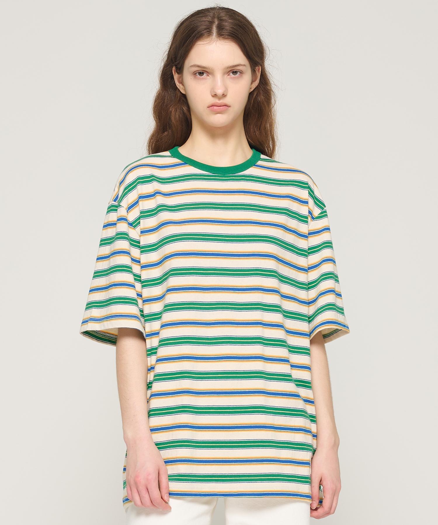 Cargo Bros For Woman Striped Short Sleeve T-Shirt (Green) Free
