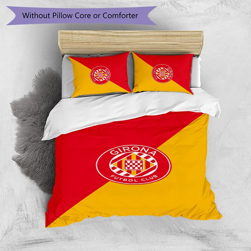 Girona FC Printed 3PCS Bedding Set Breathable Duvet Cover with Pillowcases Decorative Bed Linen for Bedroom Home
