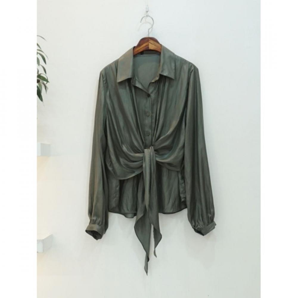 Style Latte Women 2way Scarf Wrap Collar Shirt Blouse