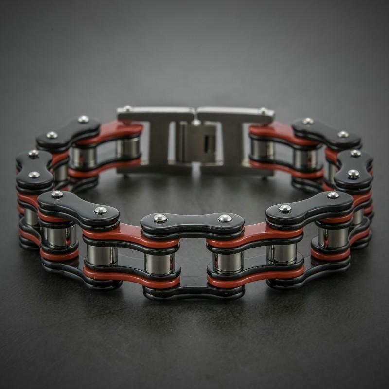 Titanium Steel Cycling Bracelet Men Punk Style Geometric Design Bike Rider Safety Accessory Black Red Or