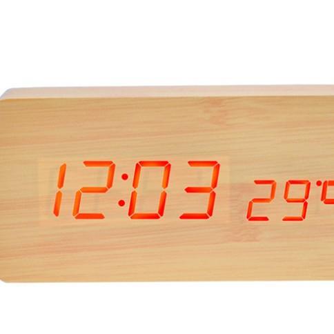 LED Wooden Clock Desktop Silent Electronic Alarm Clock Home Ornament Clock USB Dry Battery Dual-purpose Alarm Clock
