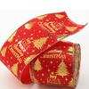 1 Roll Christmas Fabric Ribbons Xmas Wine Red Gold Snowflake Velvet Edge Wired Ribbons for New Year Wrapping Crafts Decoration