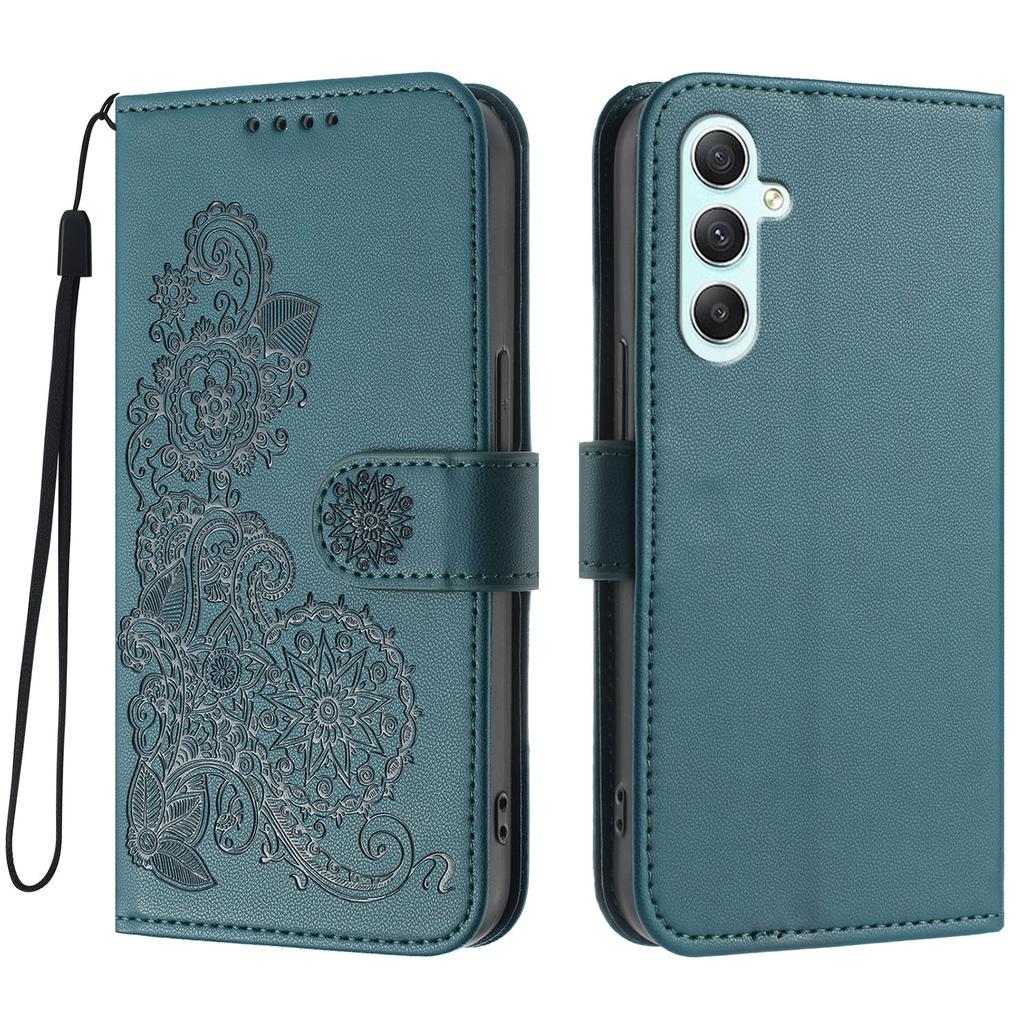 For Samsung Galaxy A35 5G Phone Cases Mandala Flower Leather Wallet Mobile Cover with Strap