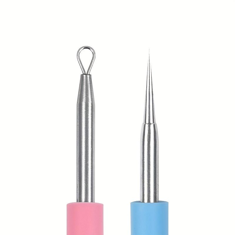 Stainless Steel Portable Silicone Acne Needle Double Head Beauty Squeezing Picking Blackhead Needle Acne Needle