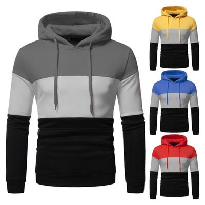 Ανδρικό Φθινοπωρινό Χειμερινό Φούτερ Colorblock Με Κορδόνι Σύσφιξης Μακριά Μανίκια Μεγάλη Τσέπη Κουκούλα Ρετρό Λεπτό