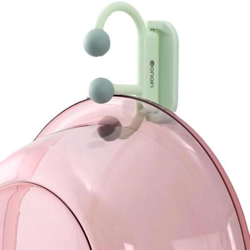 Punch-Free Rotating Bathroom Sink Storage Rack with Strong Adhesive Hooks