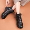 Middle-aged Women's Winter Warm Cotton Shoes Mom's Comfortable Genuine Leather Non-slip Lace Up Short Boots