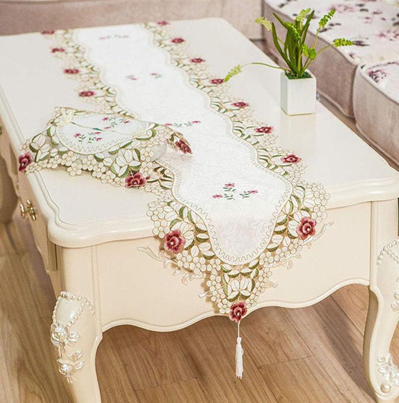 Polyester Embroidery Flower Table Runners and Napkins for Home Kitchen Dining Decoration