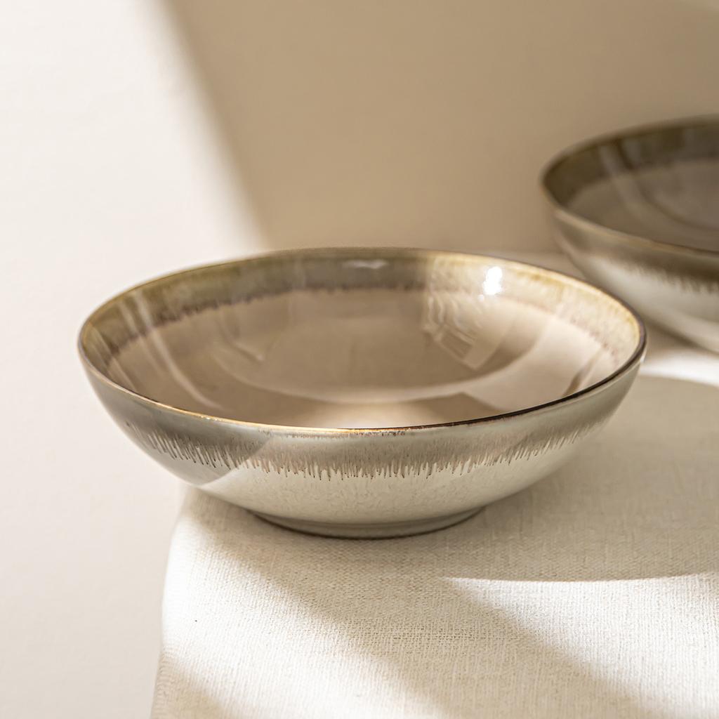 Japanese-Style Large Bowl, Ceramic Bowl, Open Bowl, Household Dish Bowl, Noodle Bowl, Kiln-Changed Tableware, Salad Bowl, Round Large Bowl.